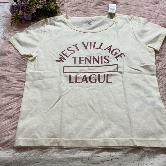 NWT J. CREW Broken In Jersey West Side Tennis League Cropped Tee sz XXS - Picture 6 of 9